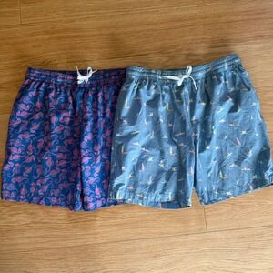 Chubbies Board Shorts Swim Men Large Blue Pink Seahorse Surfing Dog 2 Pack  READ
